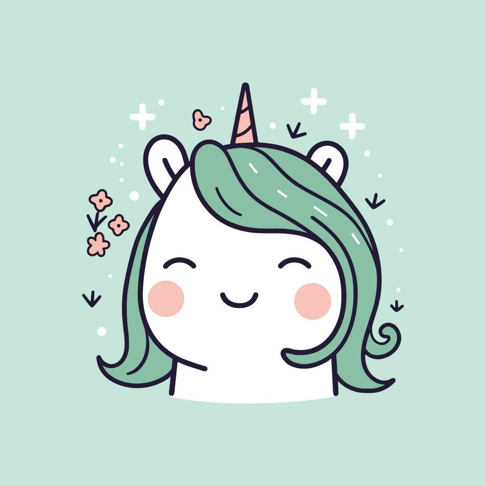 mignonne et coloré kawaii Licorne illustration parfait pour tout amusement et capricieux conception projet vecteur