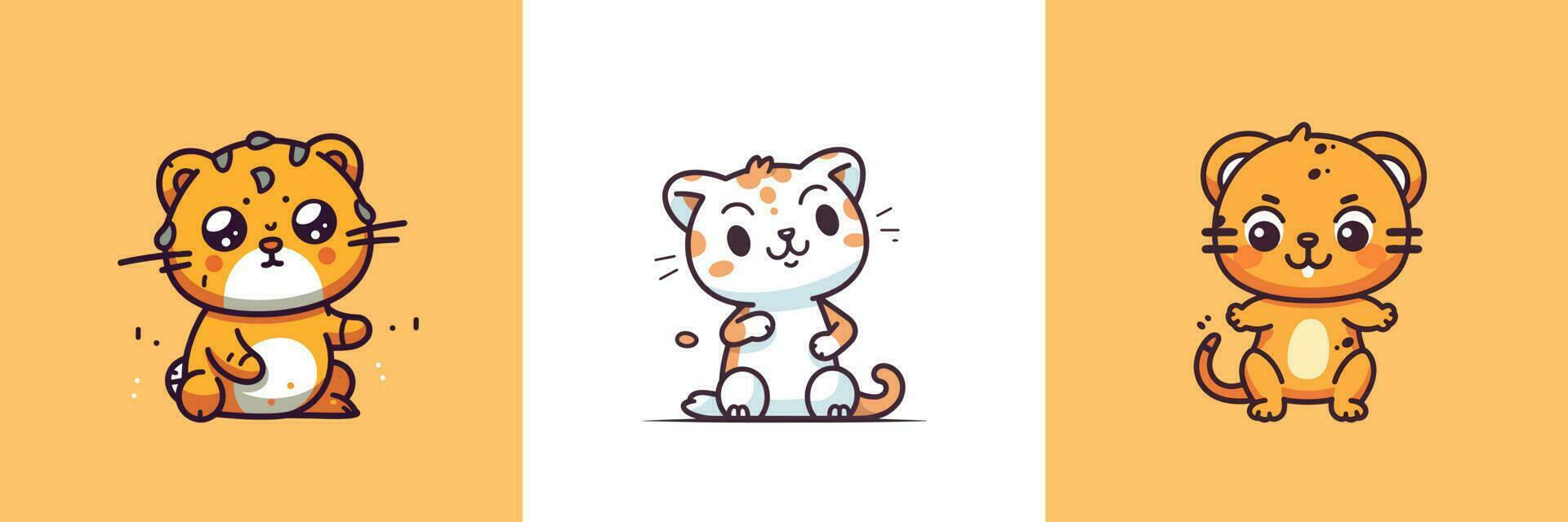 mignonne kawaii guépard dessin animé illustration vecteur