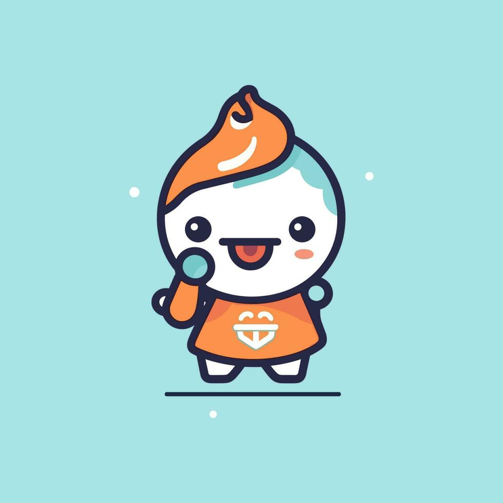 mignonne la glace crème mascotte logo illustration vecteur