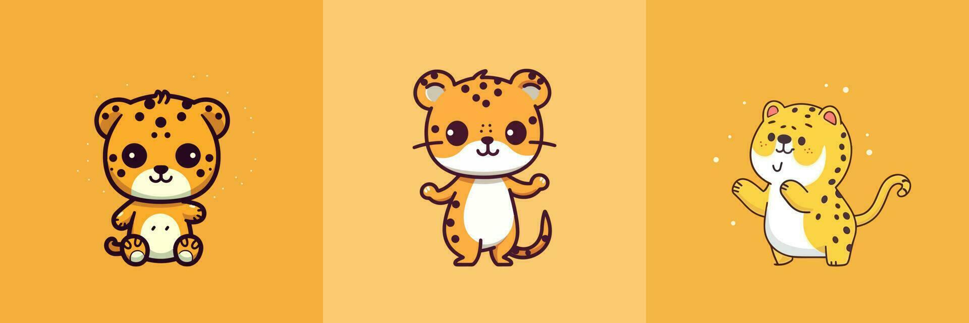 mignonne kawaii guépard dessin animé illustration vecteur