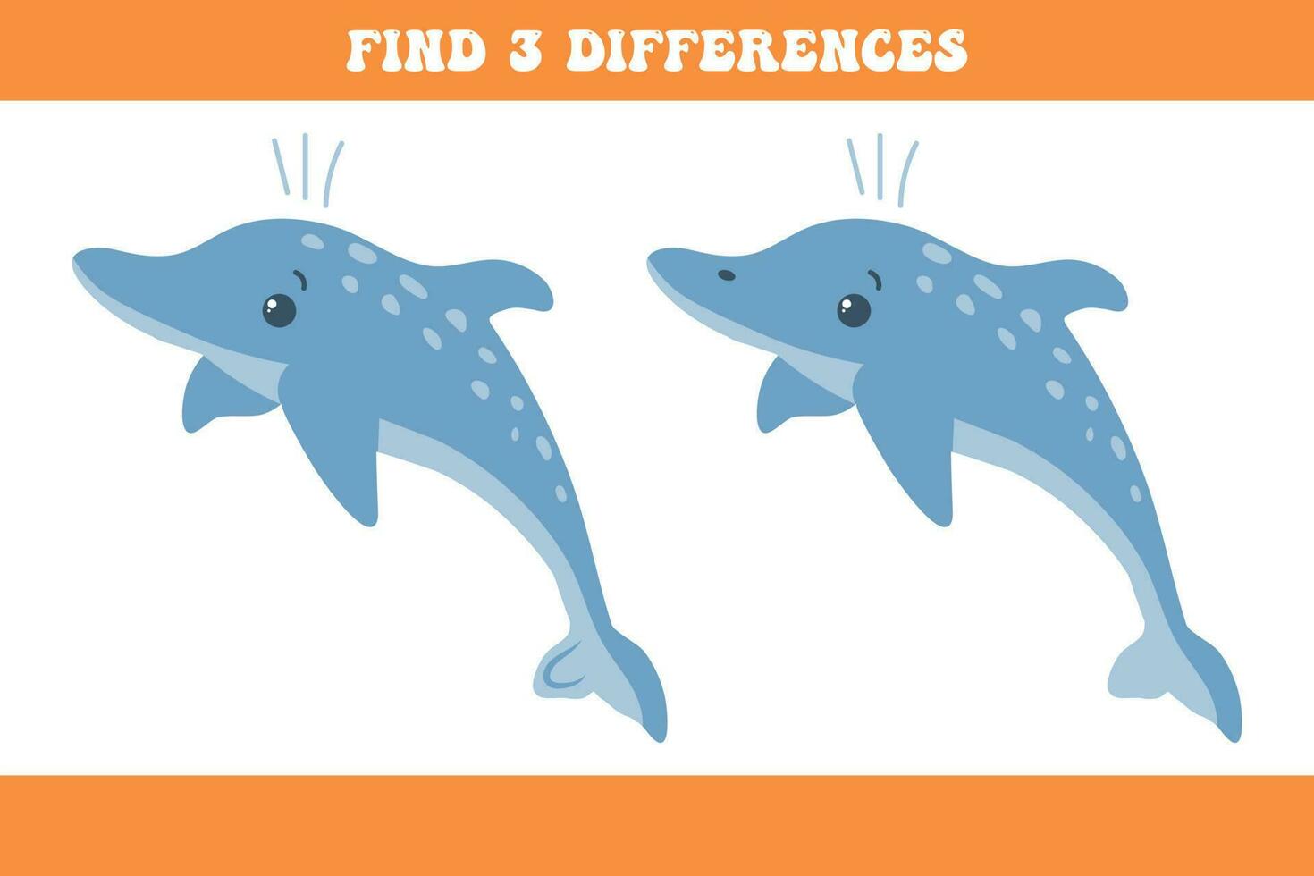 trouver 3 différences entre le deux dauphins. enfants logique jeu, éducatif puzzle, vecteur