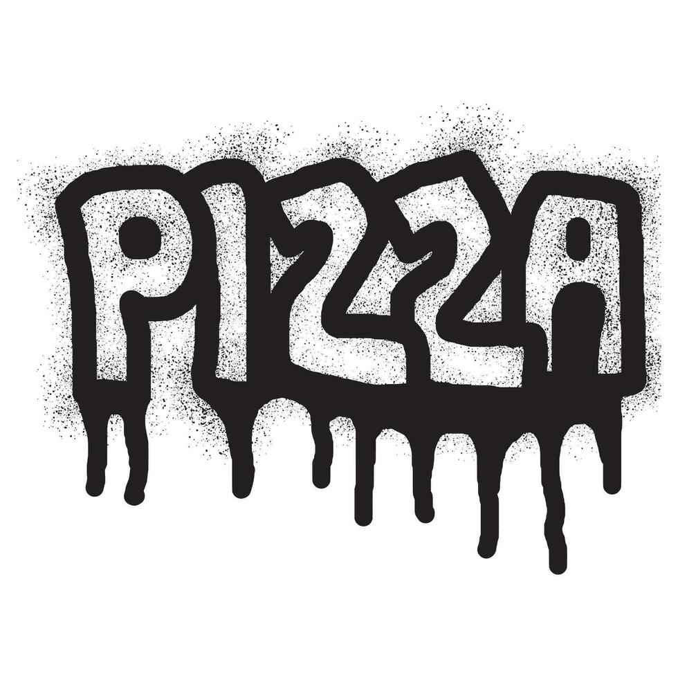 Pizza texte graffiti avec noir vaporisateur peindre vecteur