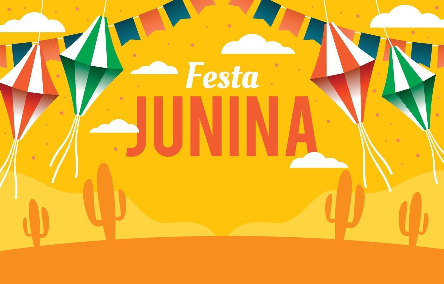 festa junina avec illustration de cerfs-volants vecteur