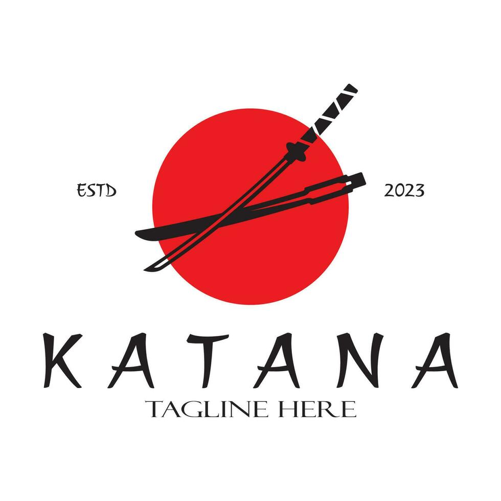 Facile katana samouraï épée logo conception modèle vecteur, vecteur