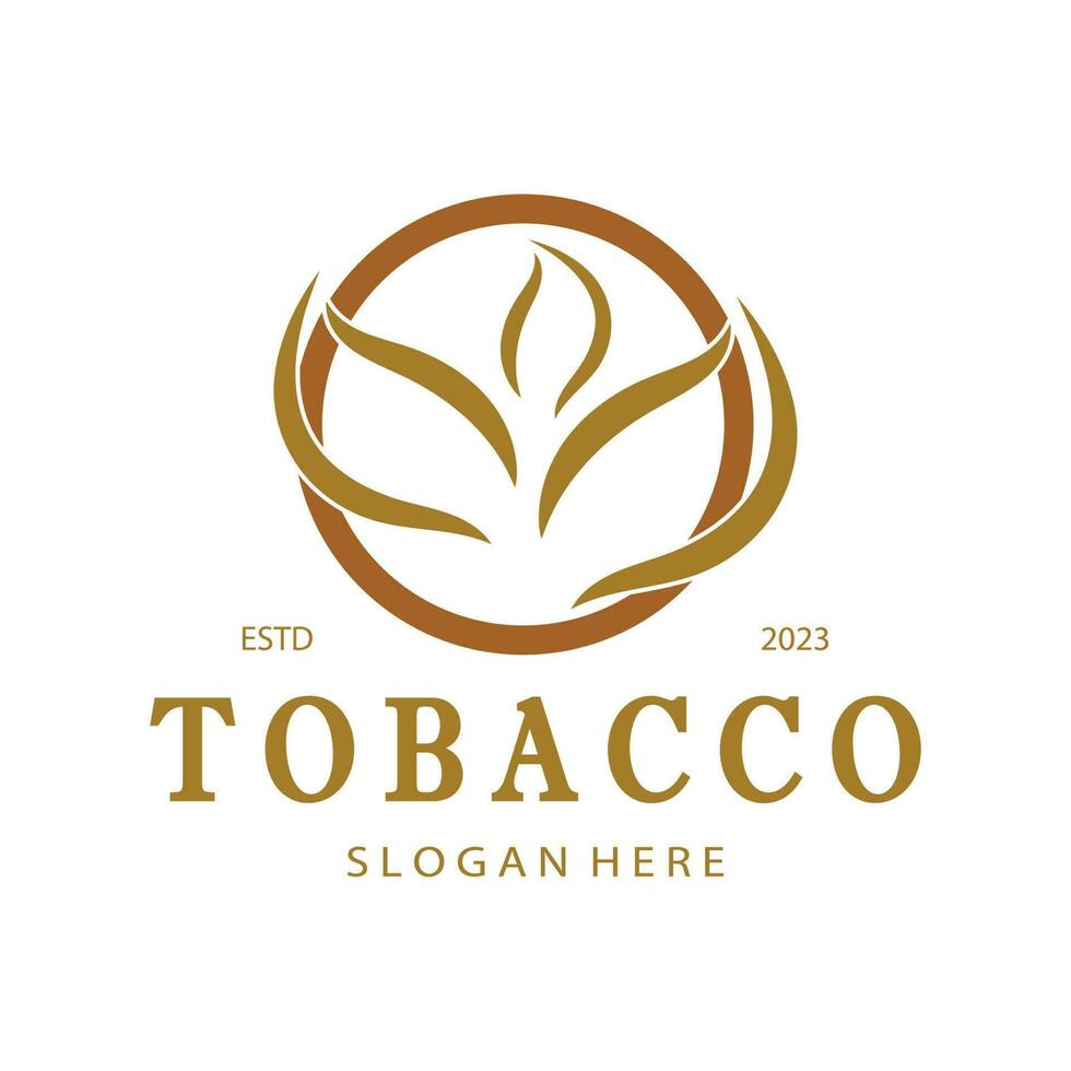 logo de feuille de tabac, champ de tabac et vecteur de conception de modèle de logo de cigarette de tabac