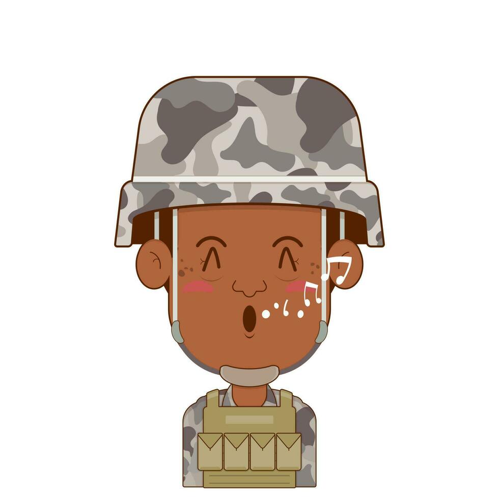 soldat sifflement visage dessin animé mignonne vecteur