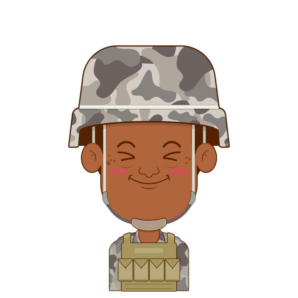 soldat sourire visage dessin animé mignonne vecteur