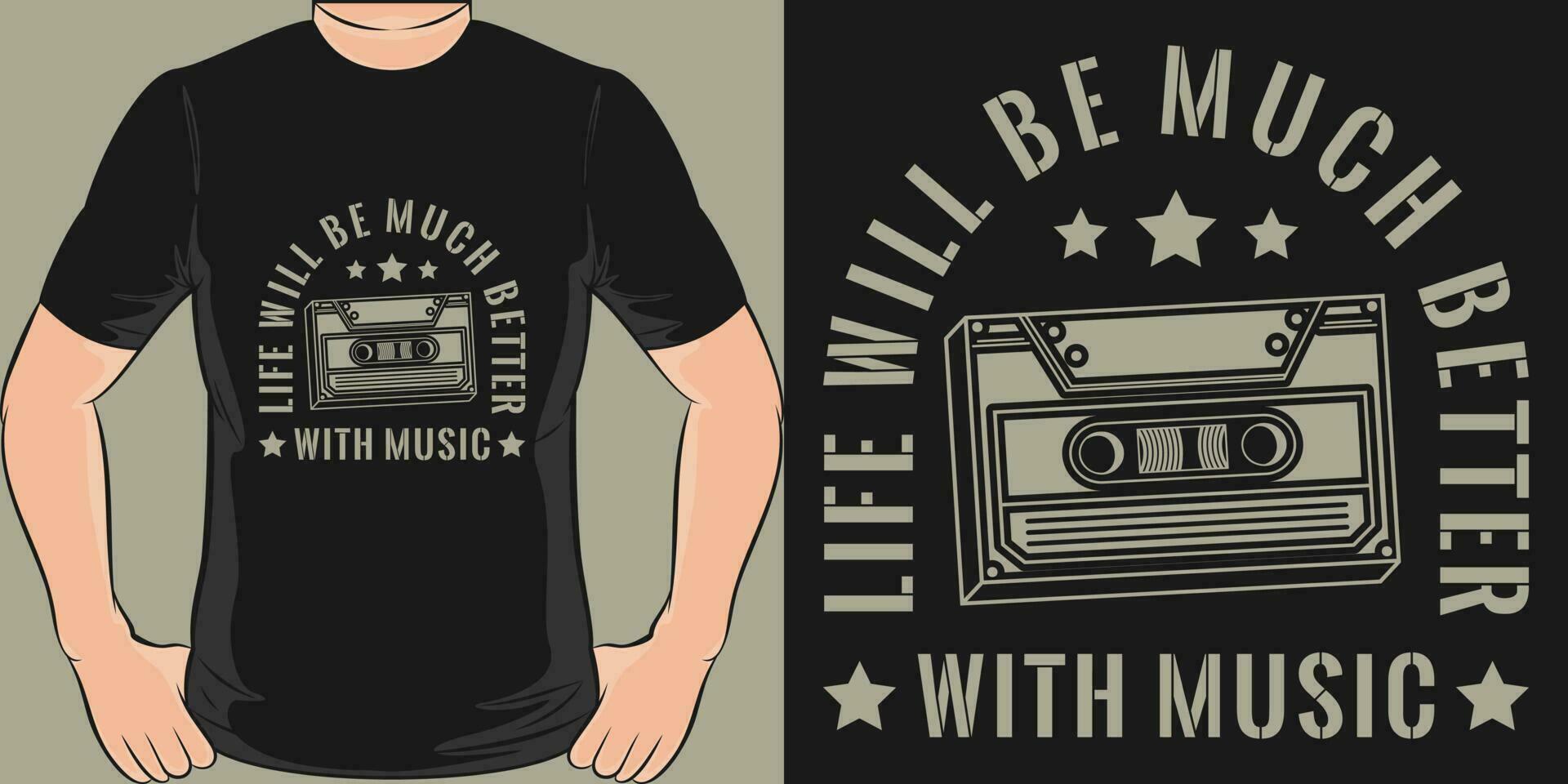 la vie volonté être beaucoup mieux avec musique, la musique citation T-shirt conception. vecteur