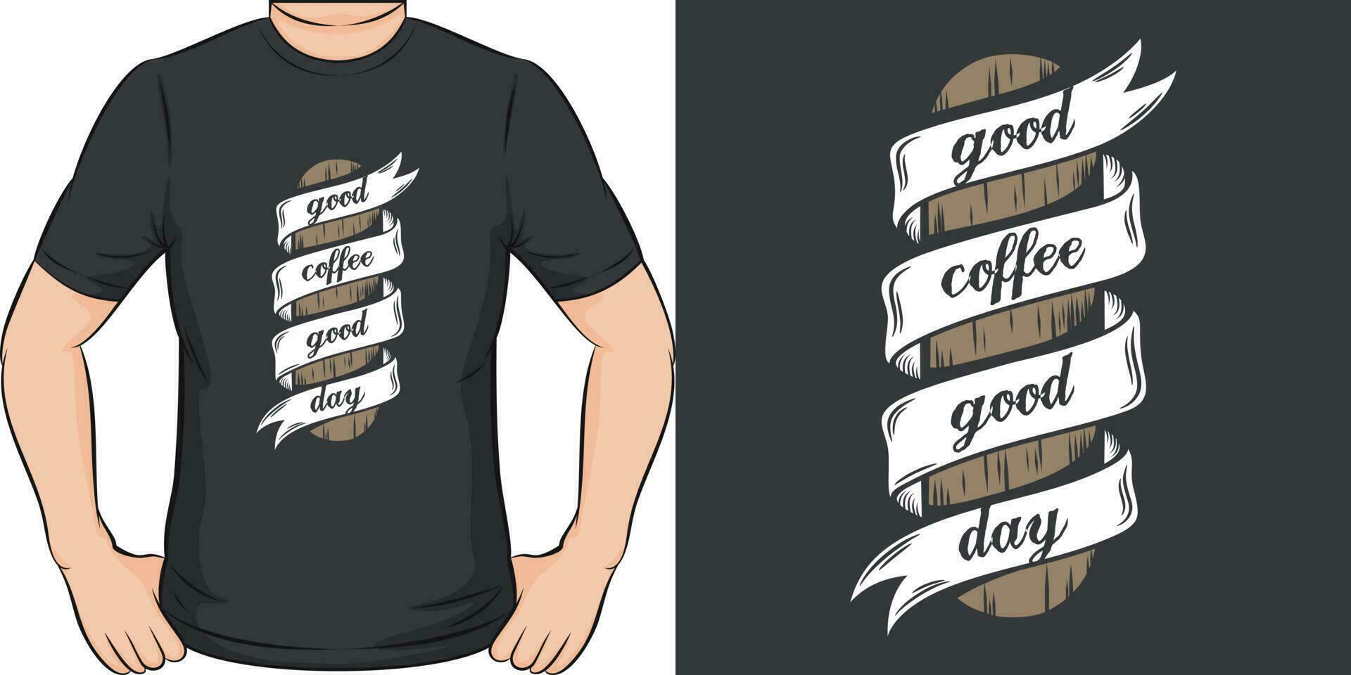 bien café bien jour, café citation T-shirt conception. vecteur