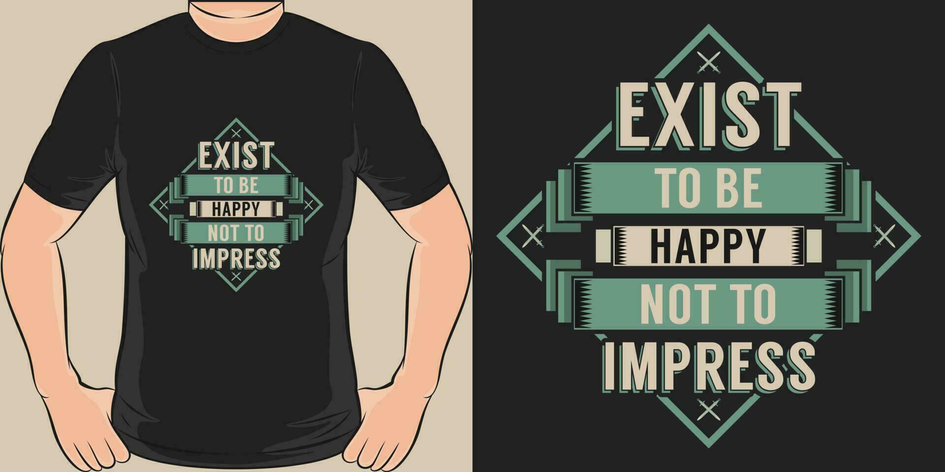 exister à être content, ne pas à impressionner, de motivation citation T-shirt conception. vecteur