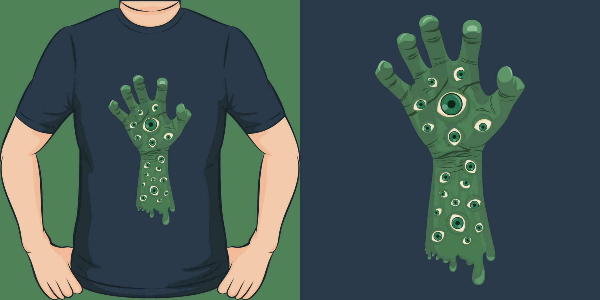 zombi main, crâne et zombi T-shirt conception. vecteur