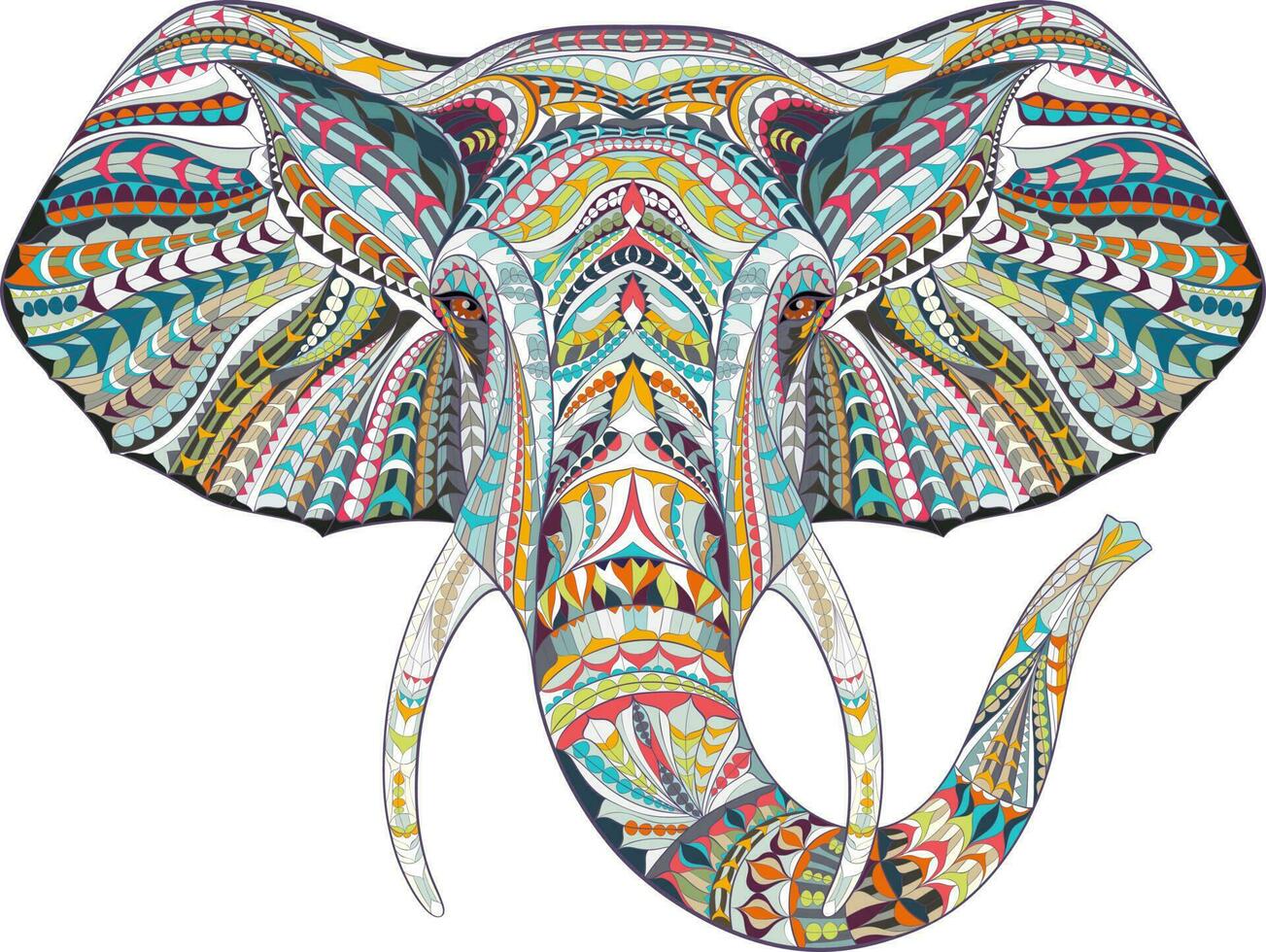 l'éléphant ethnique. main tiré décoratif vecteur illustration. Couleur