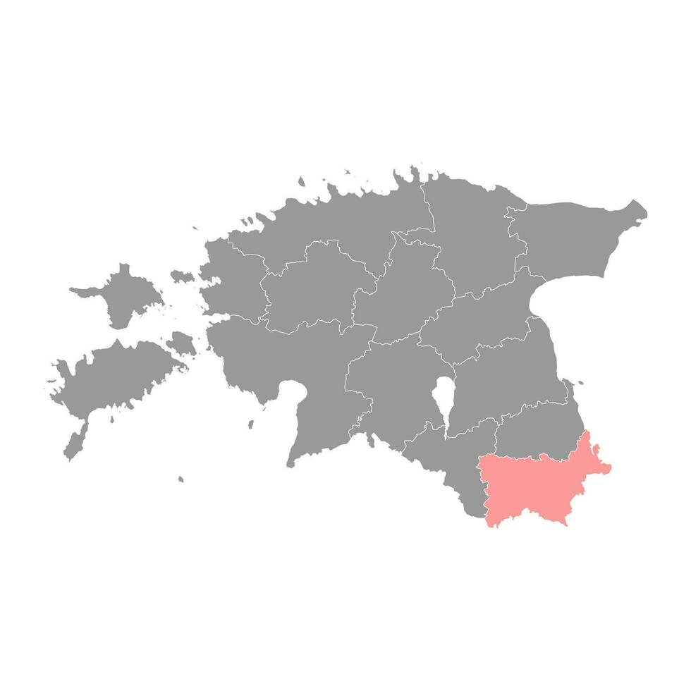 voru comté carte, le Etat administratif subdivision de Estonie. vecteur illustration.