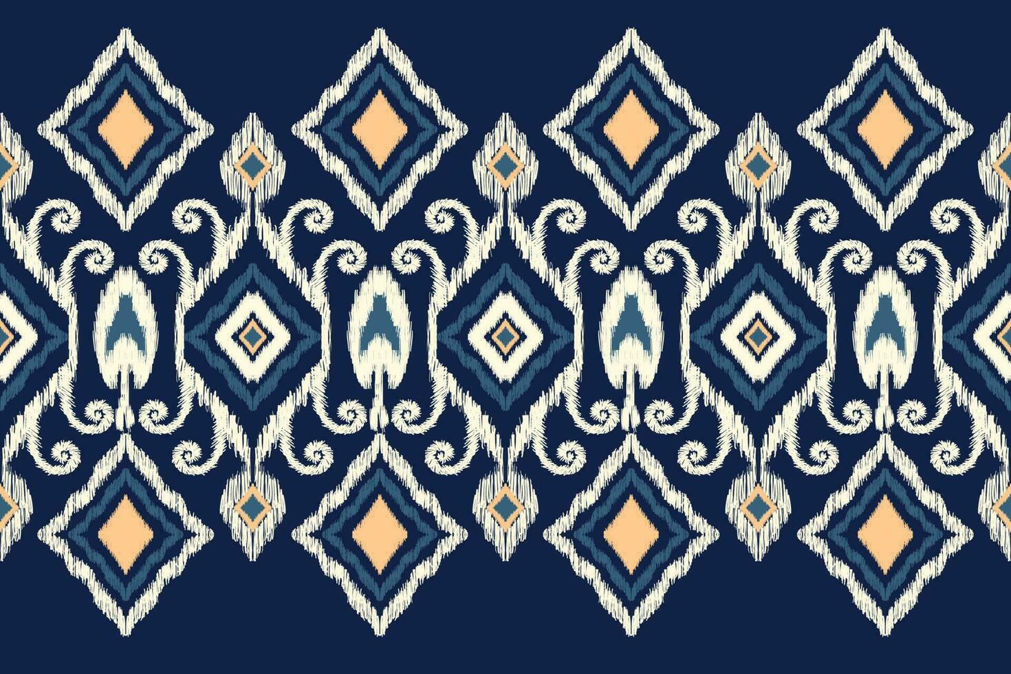 africain ikat floral paisley broderie sur marine bleu background.ikkat ethnique Oriental modèle traditionnel.aztèque style abstrait vecteur illustration.design pour texture,tissu,habillement,emballage,décoration