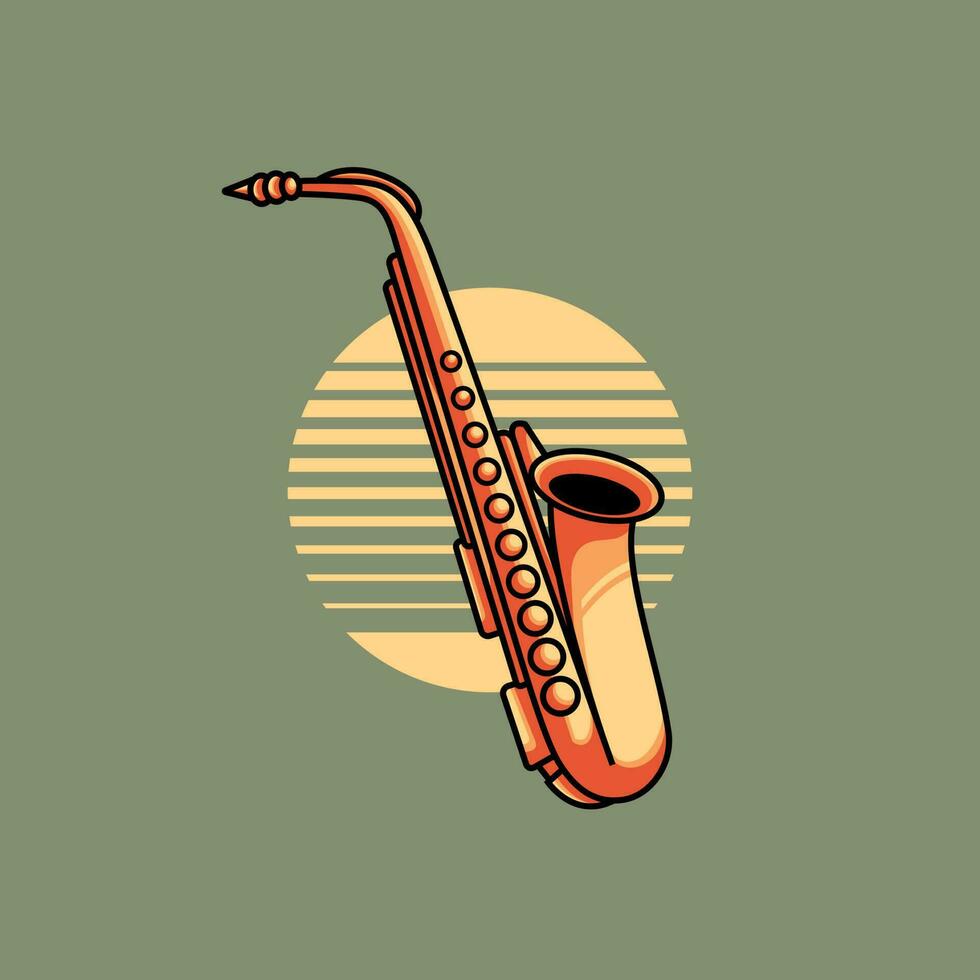 le jazz la musique saxophone instrument minimaliste style vecteur