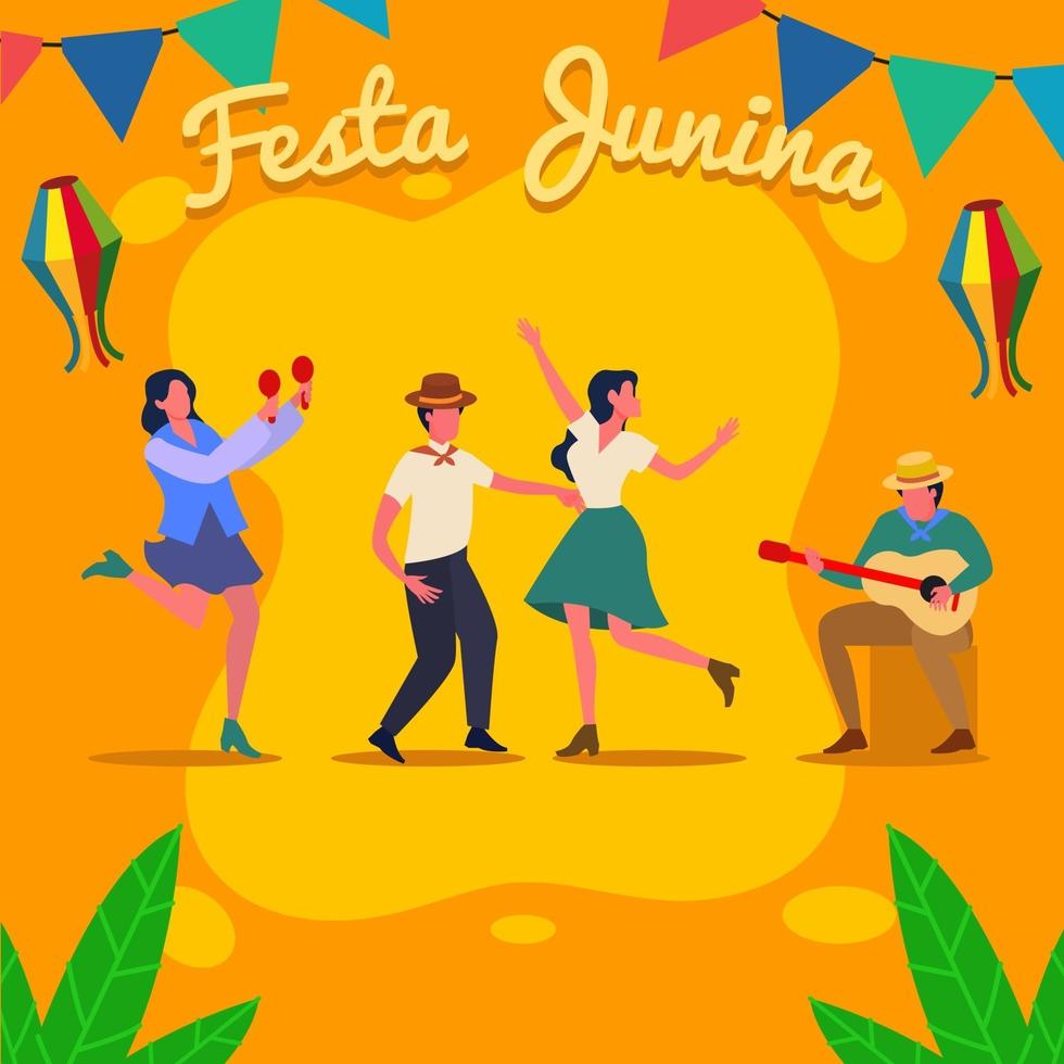 personnages de gens célèbrent festa junina vecteur