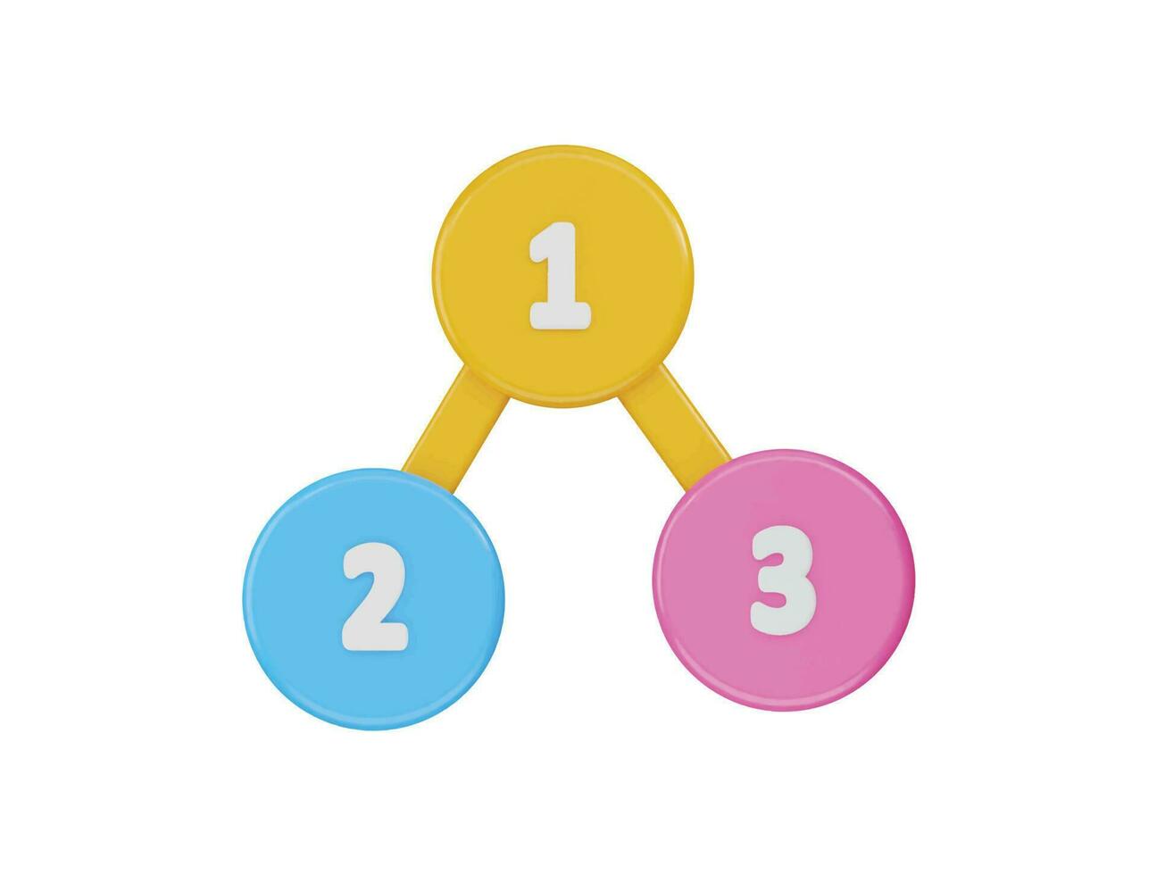 Trois cercles avec le des lettres de 1, 2 et 3 sur leur vecteur
