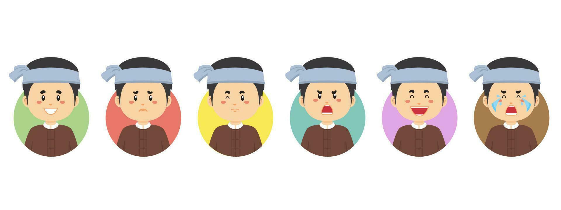 avatar myanmar avec diverses expressions vecteur