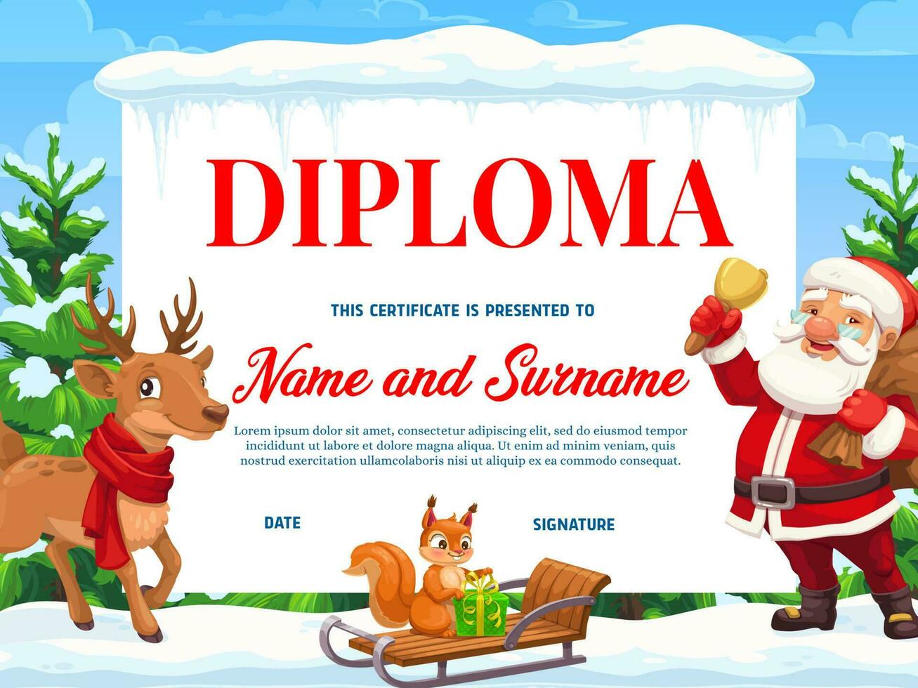 éducation diplôme avec Noël personnages vecteur