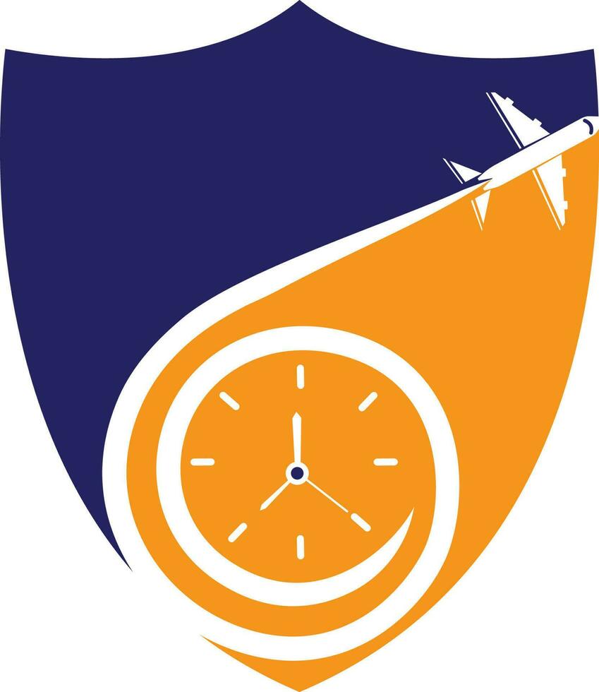 Voyage temps logo dessins concept vecteur, avion et minuteur logo symbole icône modèle vecteur