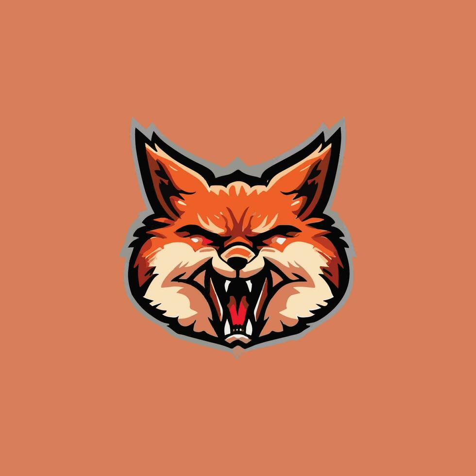 en colère Renard tête mascotte esport logo vecteur