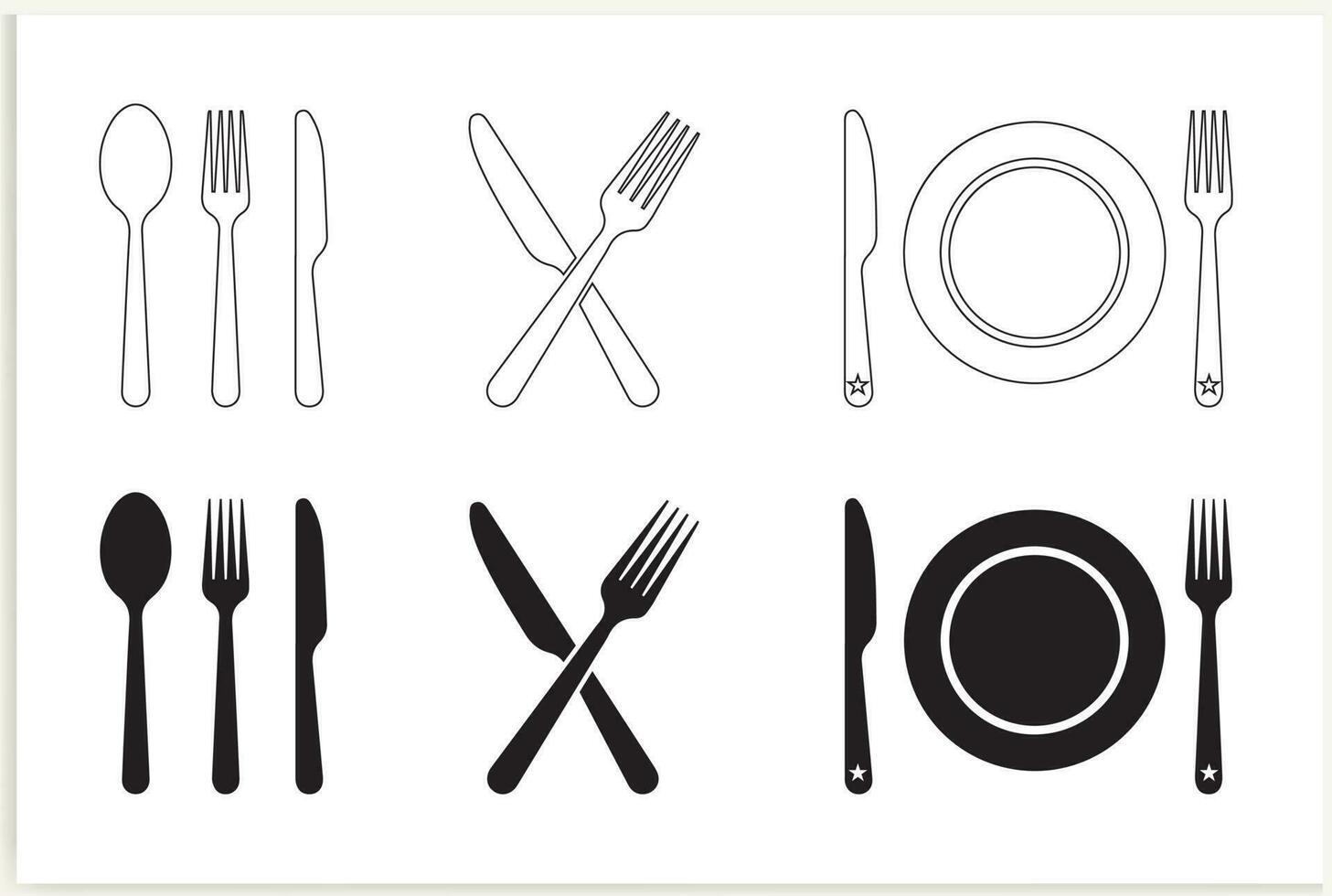 ensemble de fourchette, couteau, cuillère. menu logotype. situé dans un style plat. silhouette de couverts. illustration vectorielle vecteur