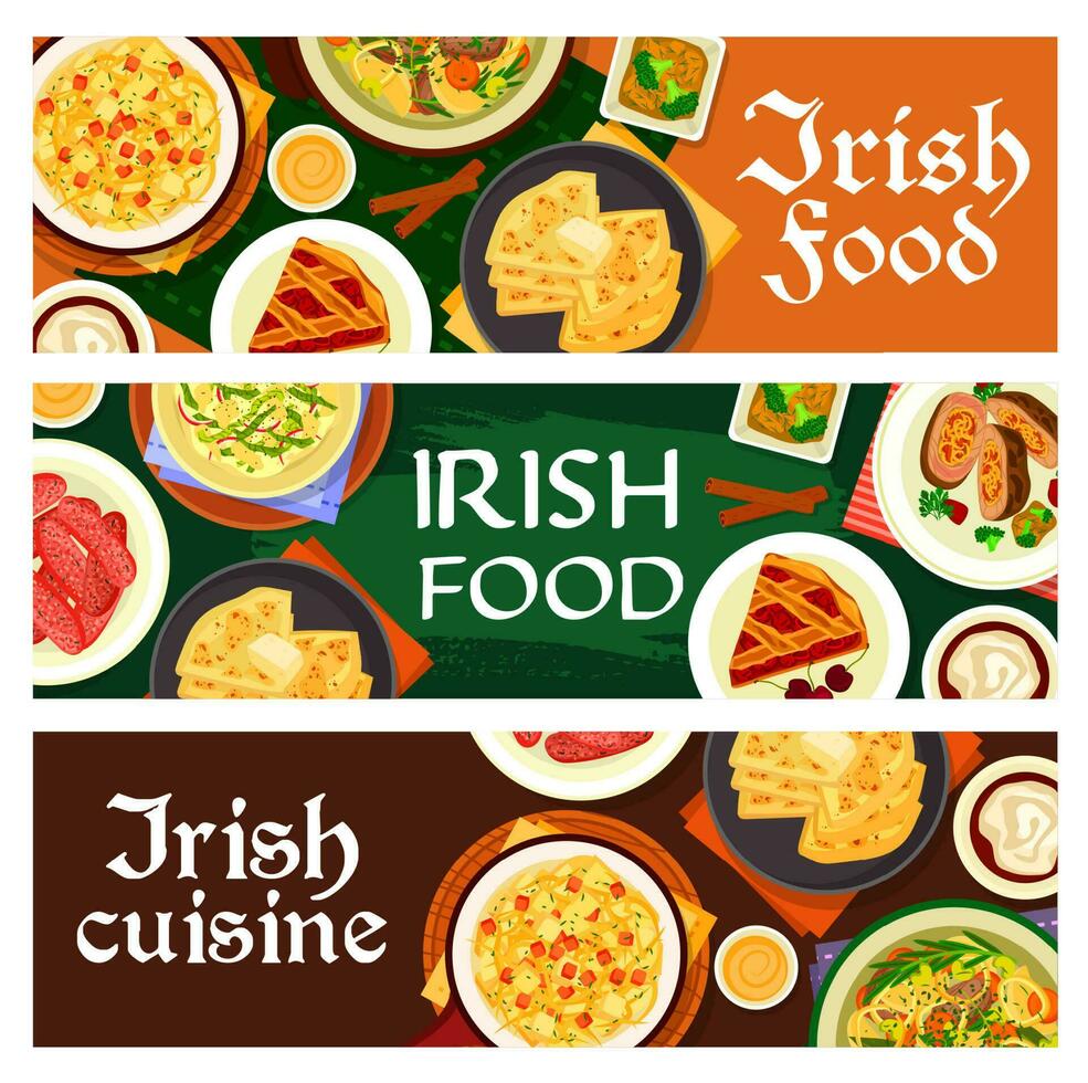 irlandais cuisine nourriture de Irlande vecteur bannières ensemble