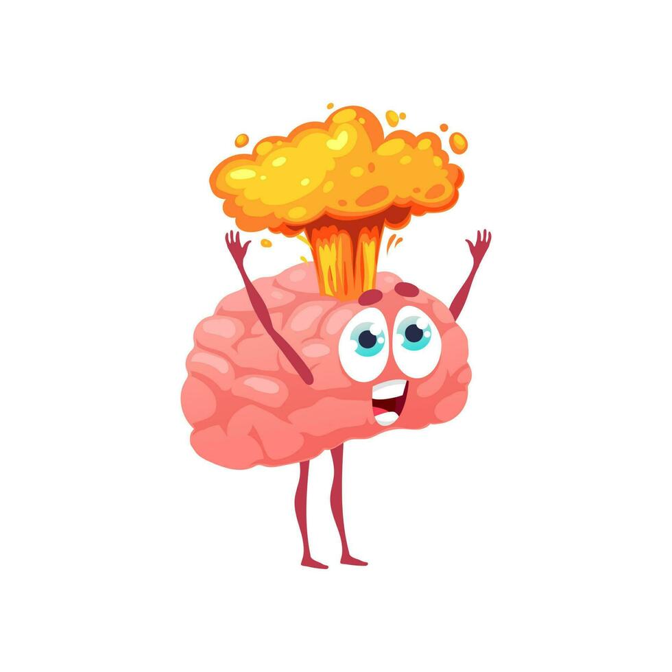 cerveau tempête, dessin animé personnage avec éclater dans tête vecteur