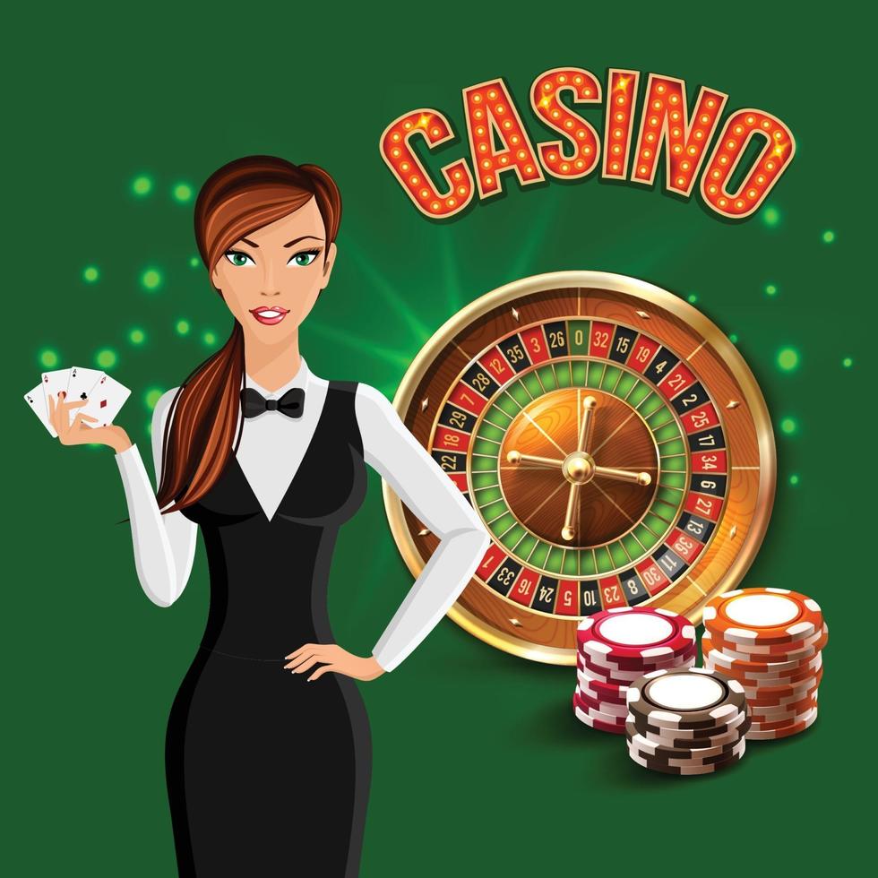 illustration vectorielle de casino composition verte réaliste vecteur