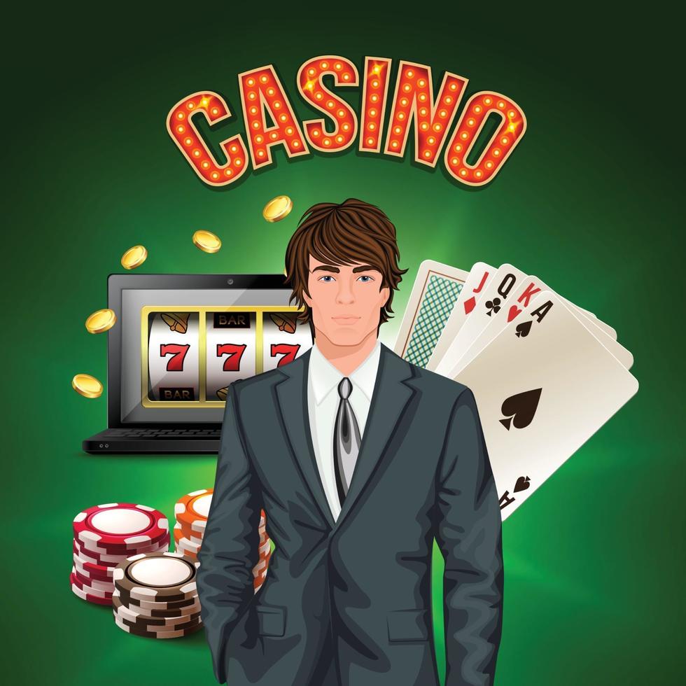 illustration vectorielle de joueur de casino composition réaliste vecteur