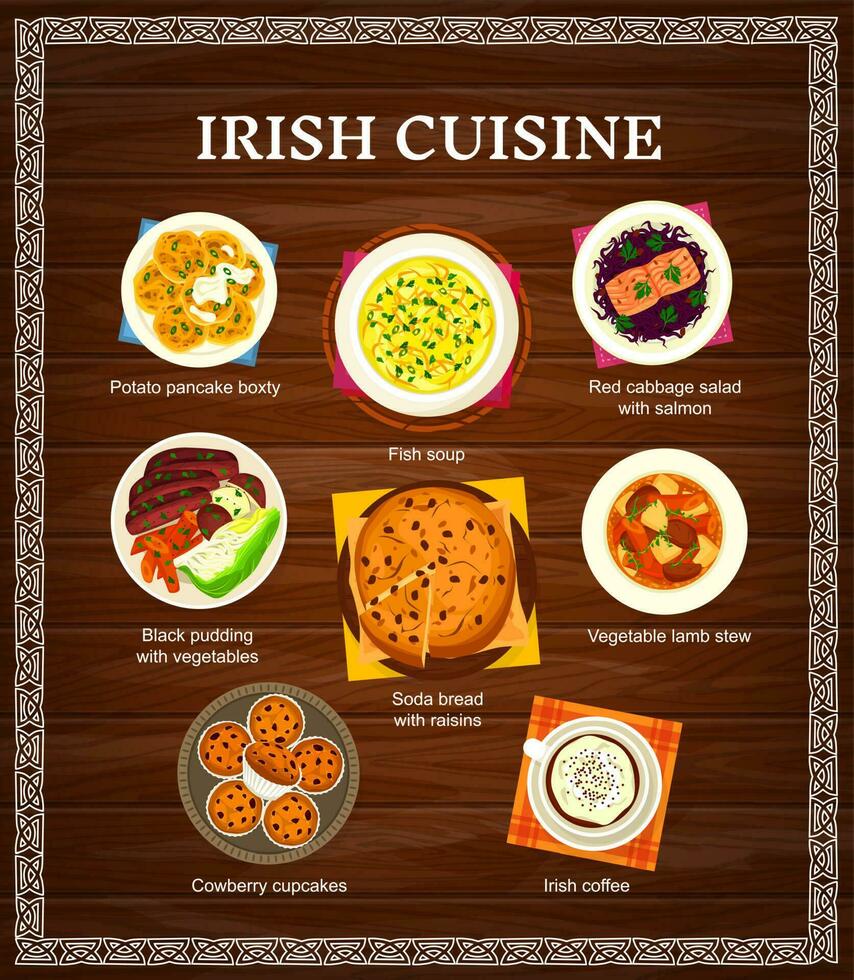 irlandais cuisine vecteur menu avec Irlande vaisselle