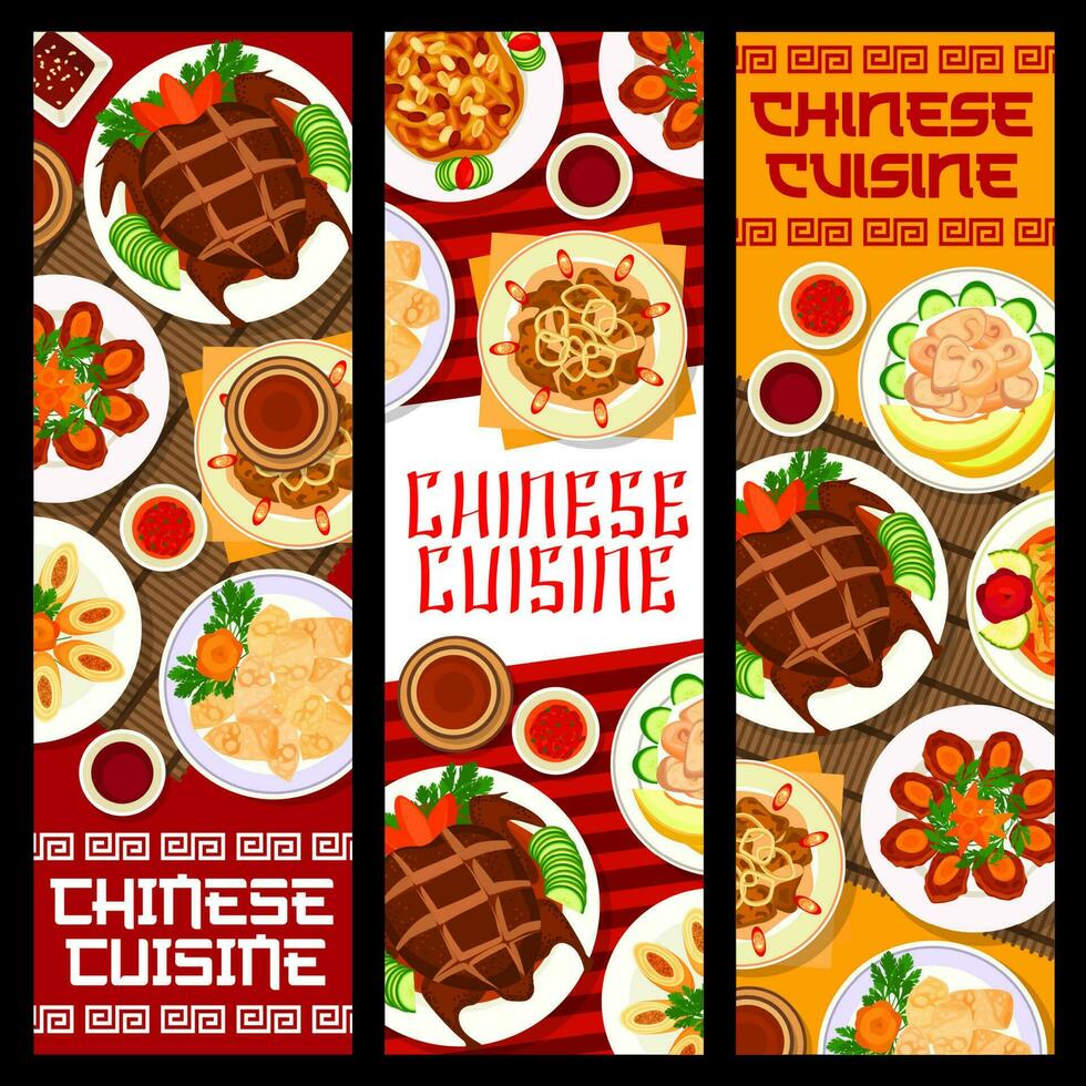 chinois cuisine bannières, Pékin canard et Dumplings vecteur