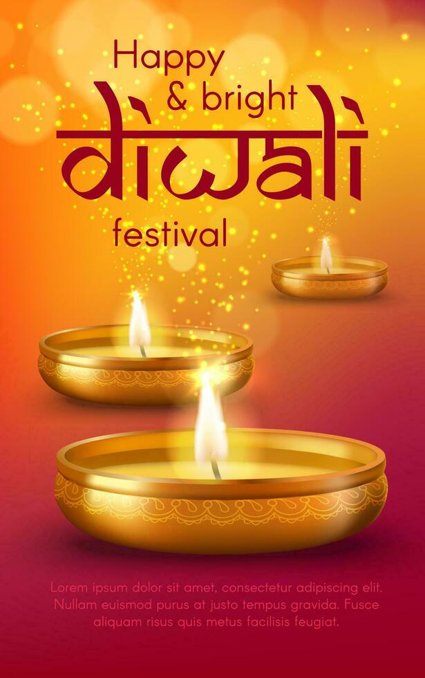 diya les lampes de diwali ou deepavali Indien Festival vecteur