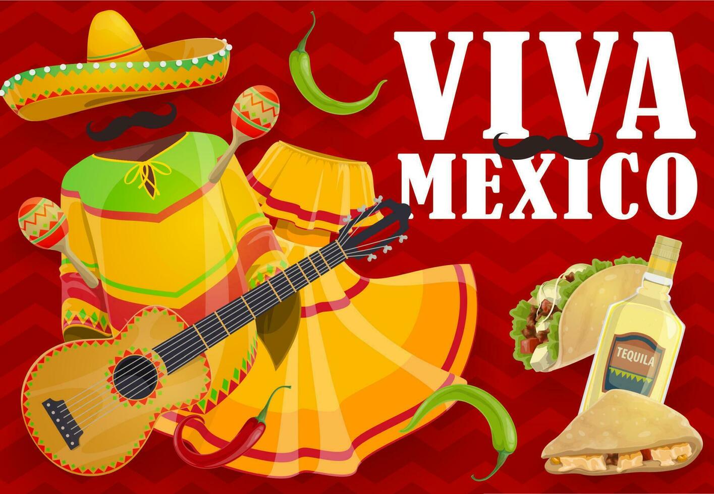 viva Mexique vacances nourriture, mexicain fête vêtements vecteur