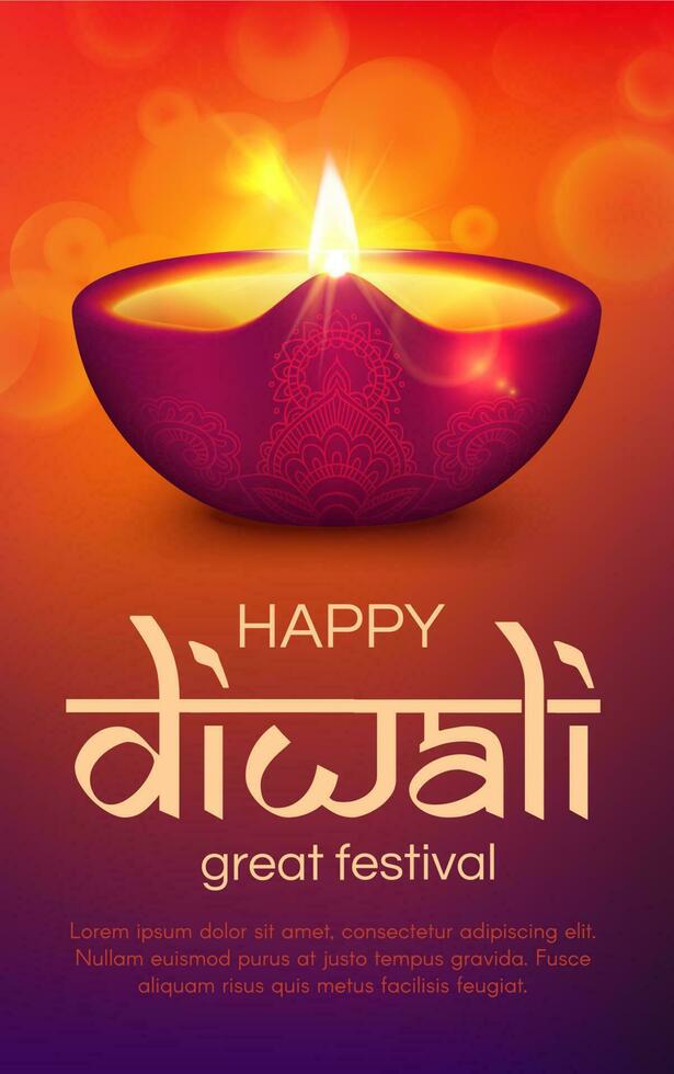 Diwali, deepavali diya lampe, Indien lumière Festival vecteur