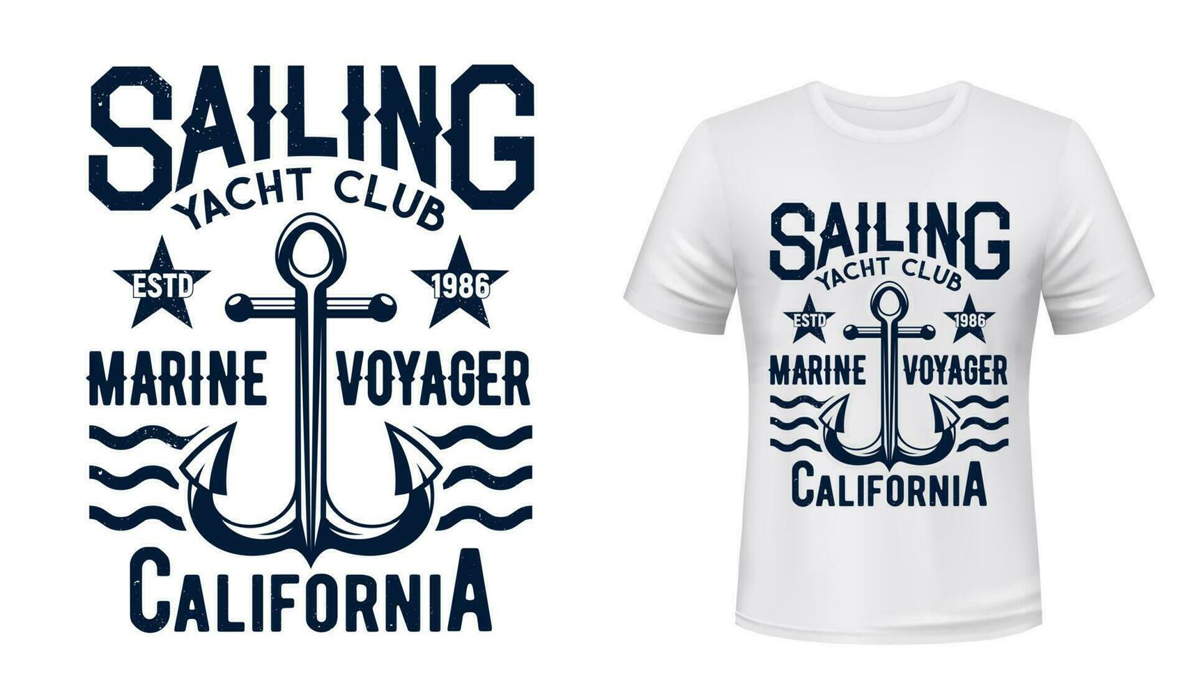 voile et yachting club T-shirt vecteur impression