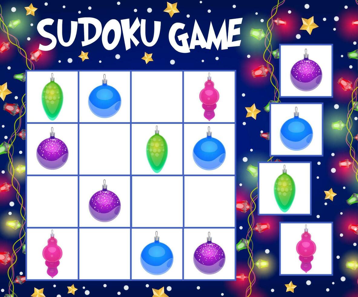 sudoku Jeu avec Noël des balles vecteur modèle