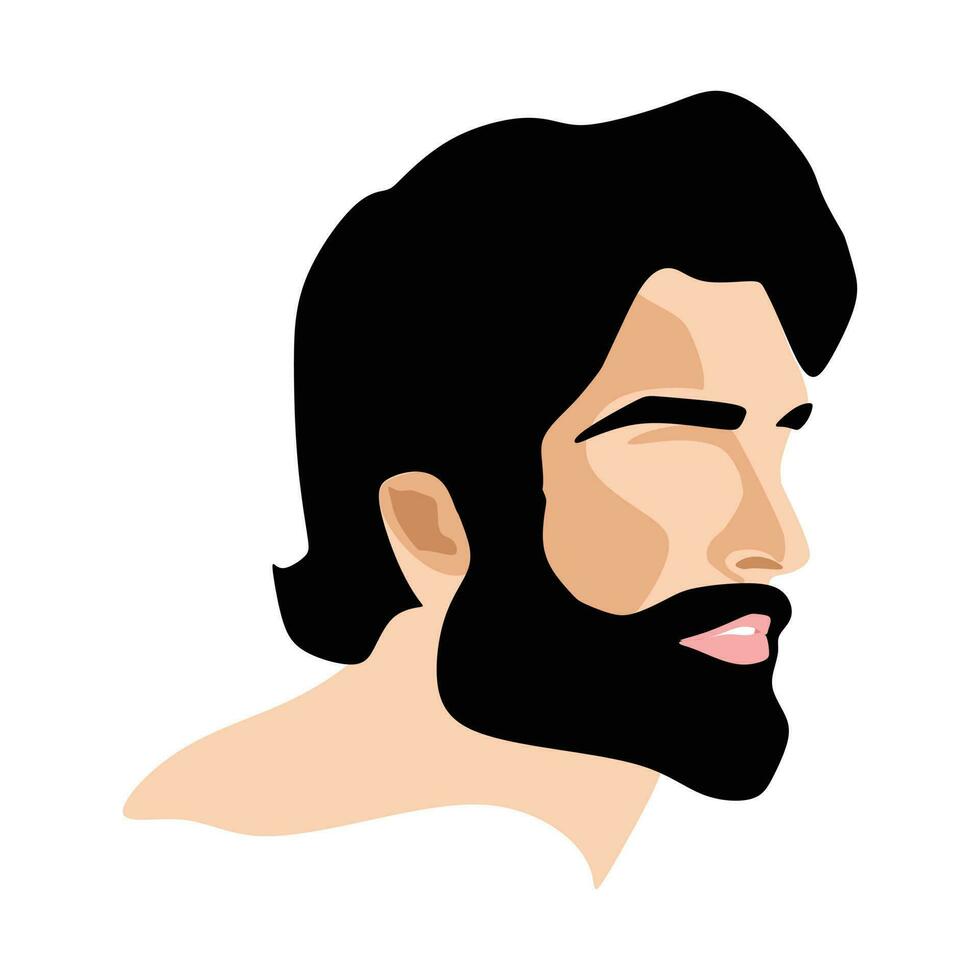 vecteur visage et coiffeur visage logo et homme salon logo vecteur et visage Hommes portrait coloré et une homme avec barbe et une noir la Coupe de cheveux