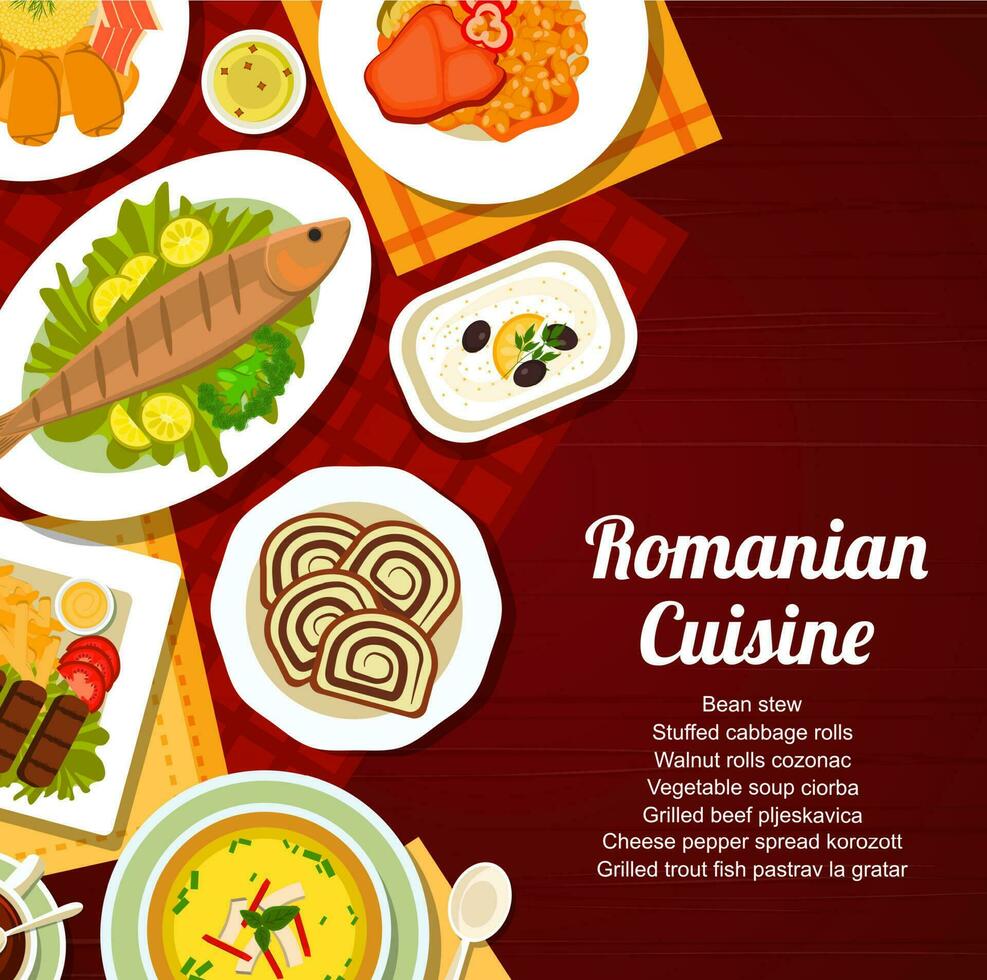 roumain cuisine restaurant nourriture menu vecteur couverture