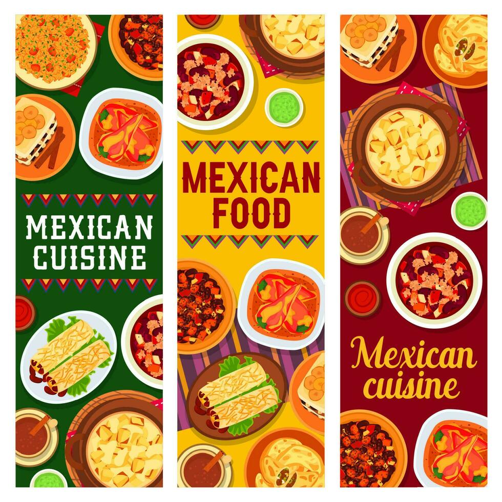 mexicain cuisine fod vecteur bannières