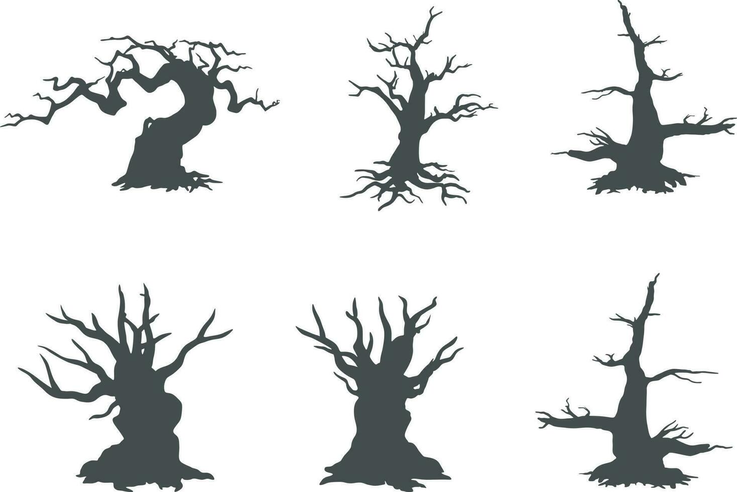 effrayant arbre silhouette, Halloween arbre silhouette, mort arbre silhouette. vecteur