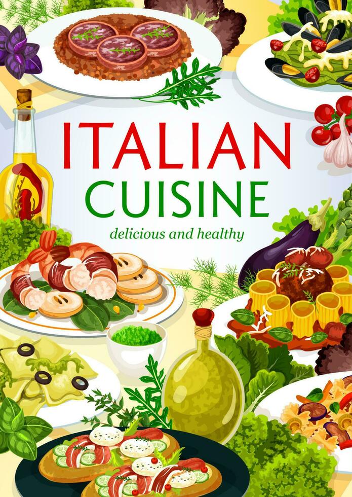 italien cuisine vecteur Italie nourriture vaisselle affiche