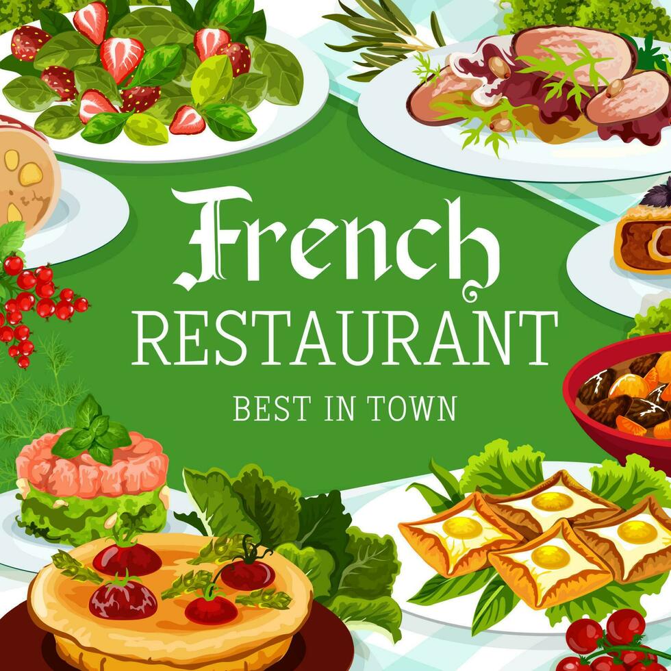 français cuisine, vecteur France repas, vaisselle affiche