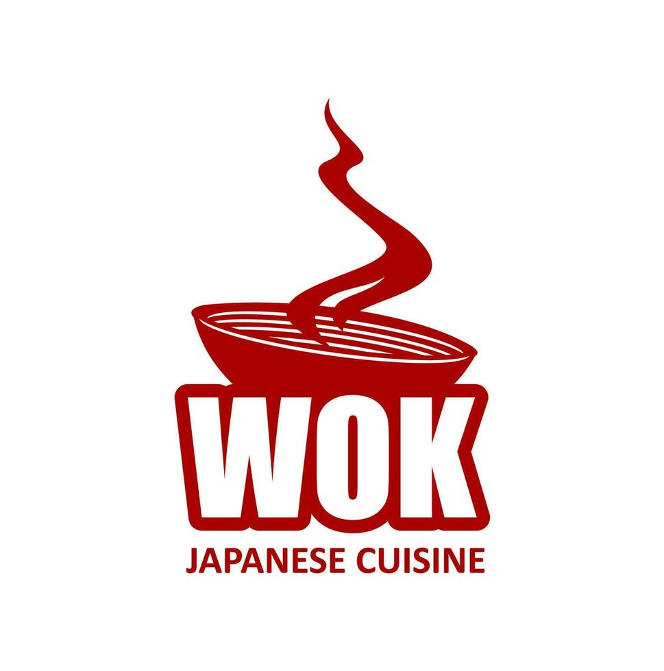 wok la poêle icône, chinois et Japonais cuisine nouilles vecteur