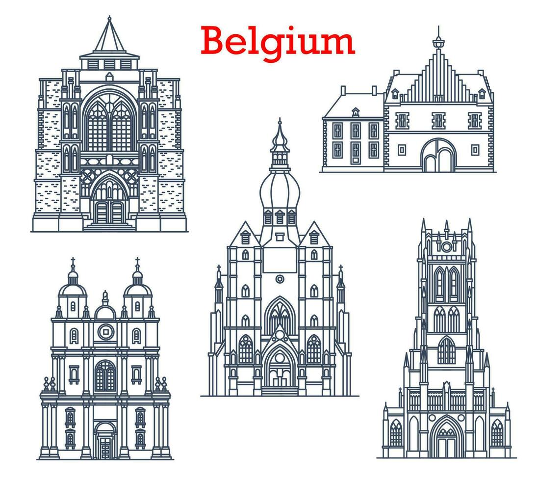 Belgique Repères, cathédrales dans Tongres, dinant vecteur