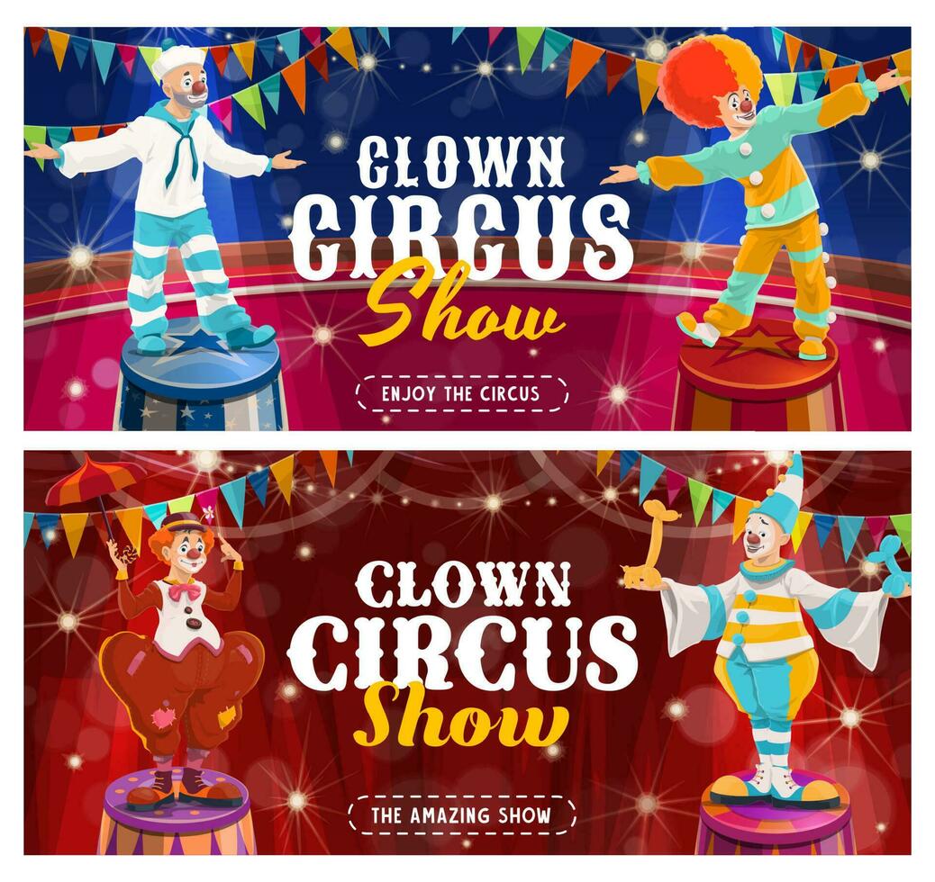 cirque clowns vecteur prospectus, gros Haut personnages