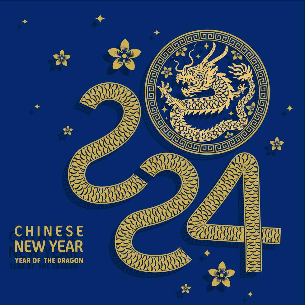 content chinois Nouveau année 2024 année de le chinois dragon zodiaque vecteur