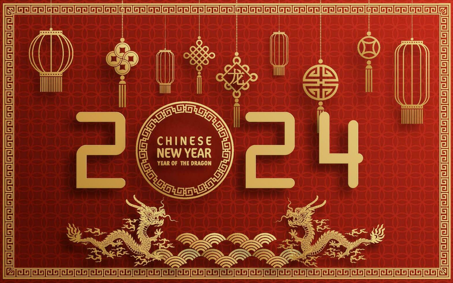 content chinois Nouveau année 2024 année de le chinois dragon zodiaque vecteur