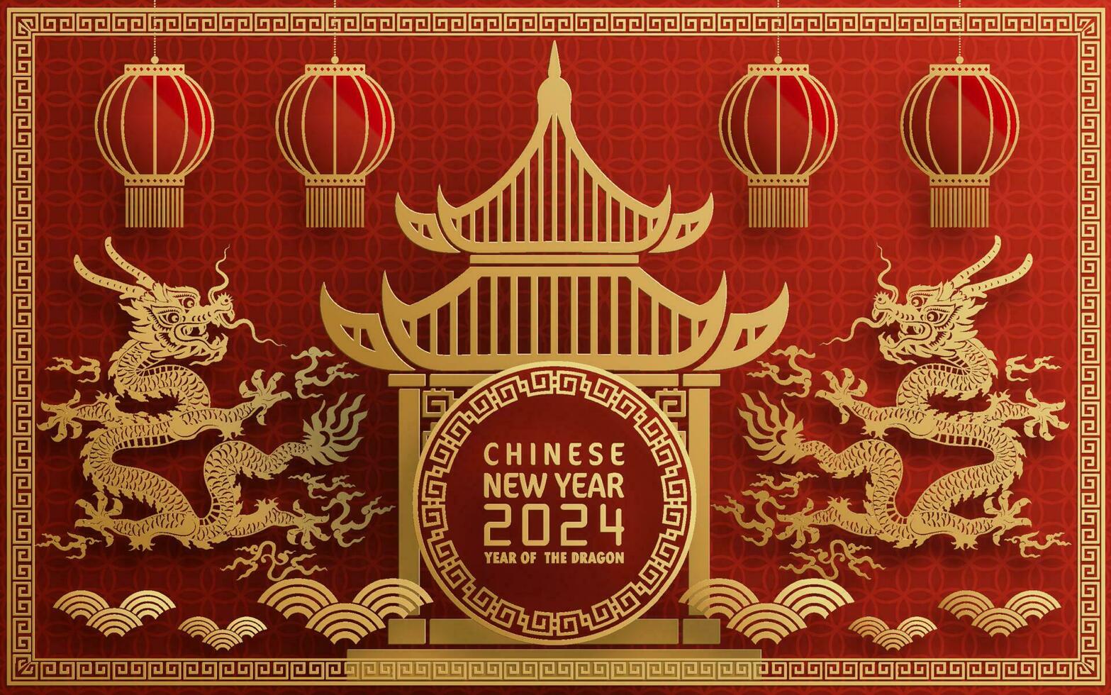 content chinois Nouveau année 2024 année de le chinois dragon zodiaque vecteur