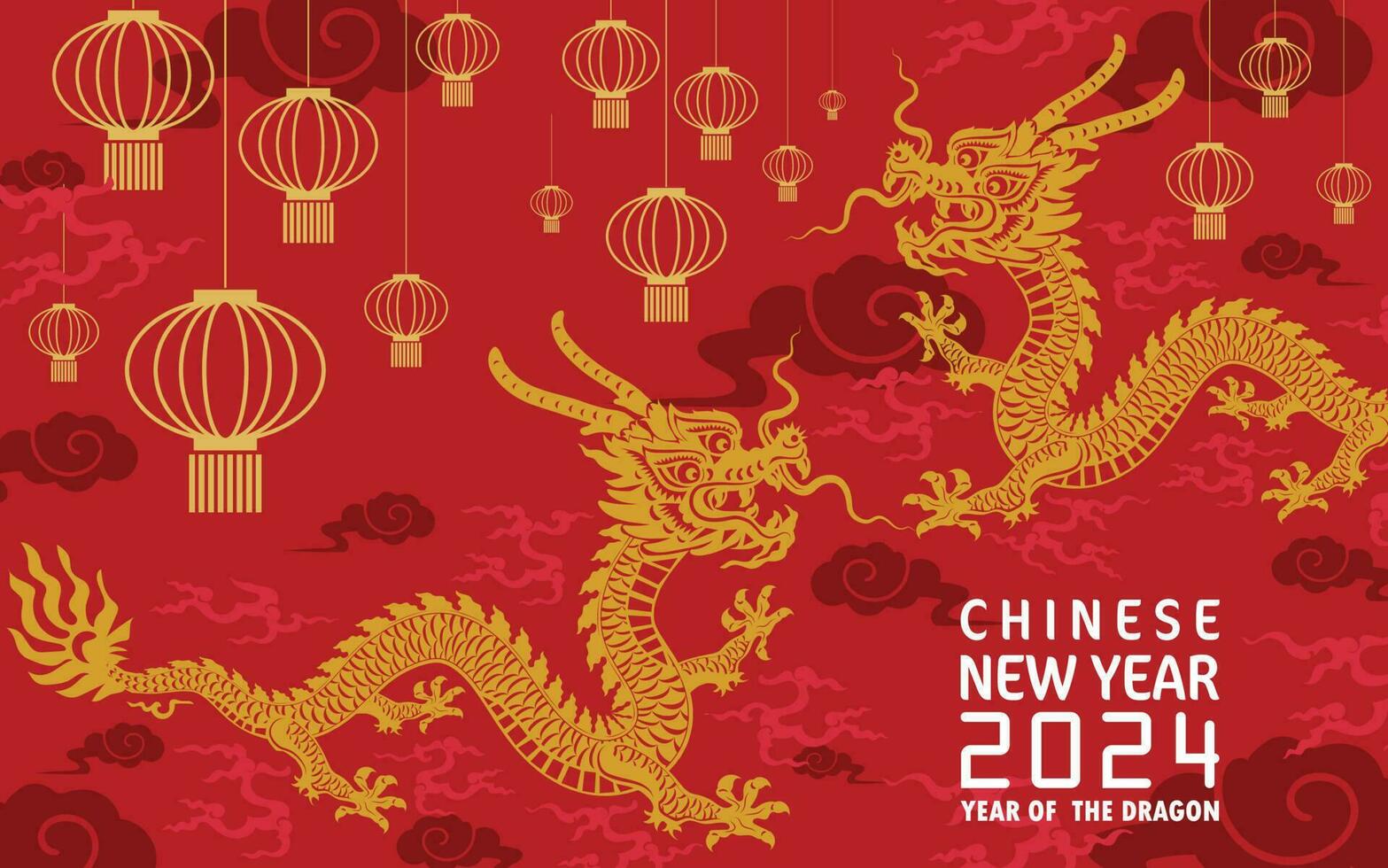 content chinois Nouveau année 2024 année de le chinois dragon zodiaque vecteur
